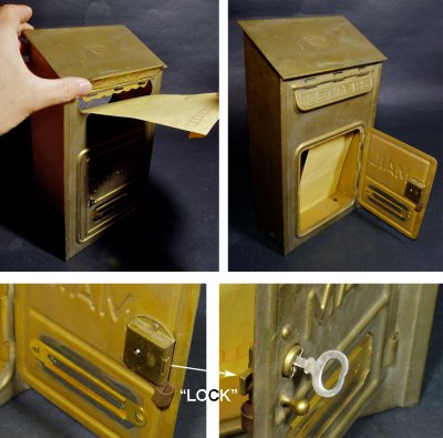 画像3: 1920-30's "CORBIN LOCK CO." Brass Wall Mount Mail Box