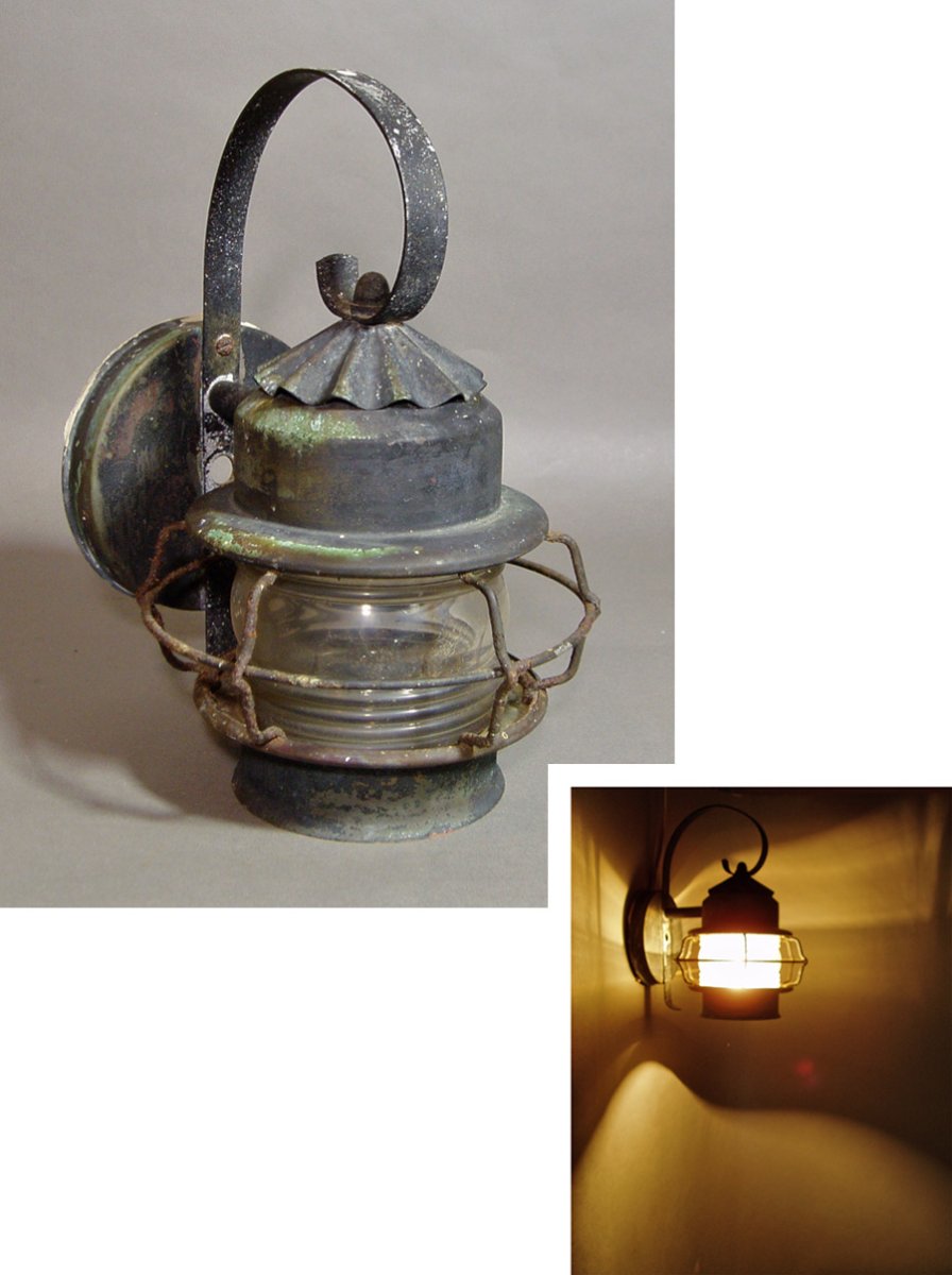 画像1: 1930's "Shabby Chic" Caged Porch Lamp  (1)