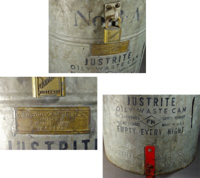 画像1: 1930's "JUSTRITE" Oily Waste Can