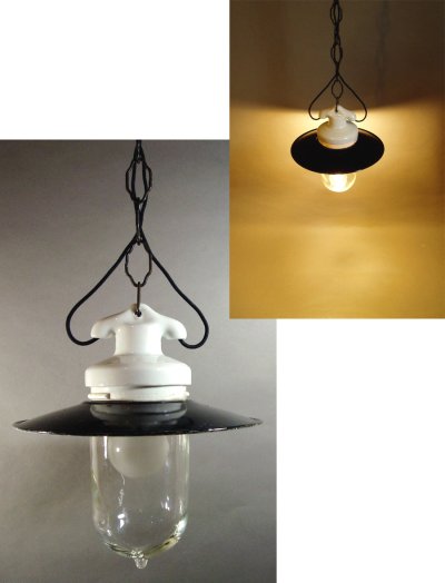 画像1: 1930's German Deco Pendant Light【Black】