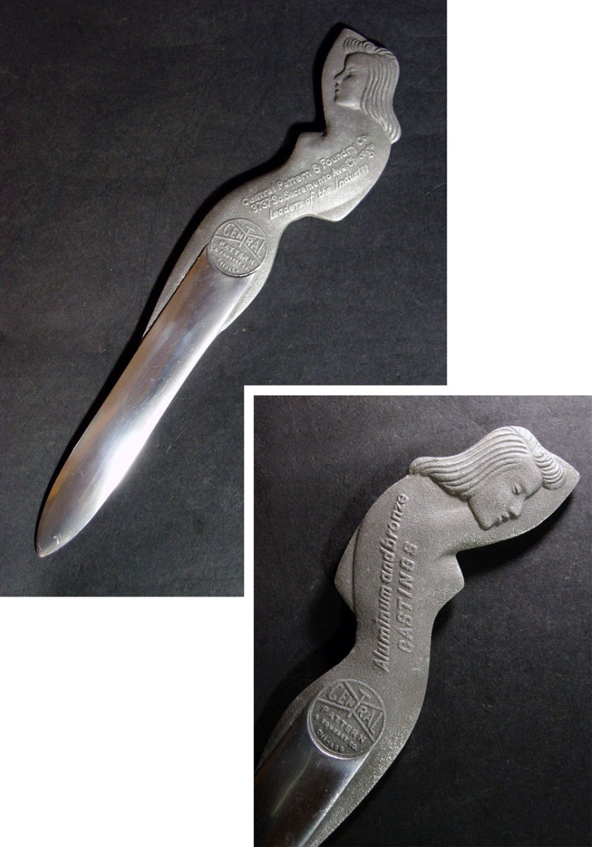画像1: 1920-40's "Art Deco Nude Lady" Aluminum Letter Opener (1)