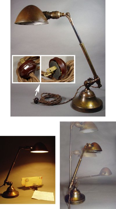 画像1: 1910-20's "O.C.White" Brass Telescopic Desk Lamp