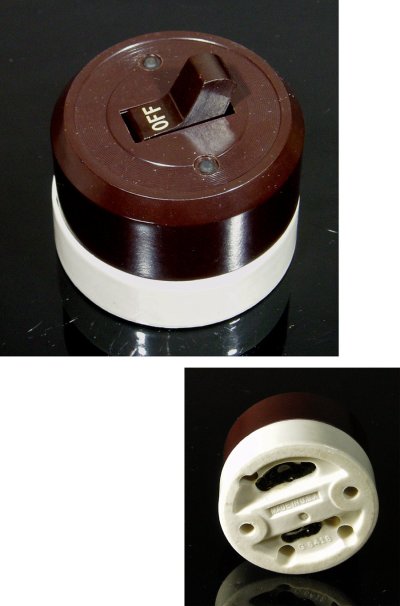 画像1: 1940's "Porcelain Base"  Bakelite-cover Switch【Dead-Stock】