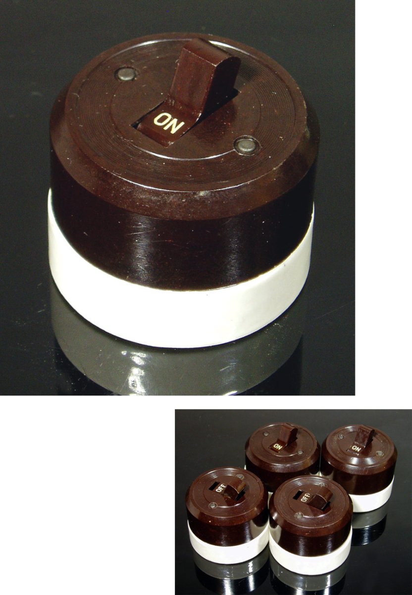 画像1: 1940's "Porcelain Base"  Bakelite-cover Switch【Dead-Stock】 (1)