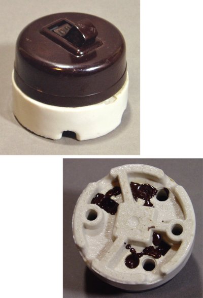 画像1: 1940's "Porcelain Base"  Bakelite-cover Switch
