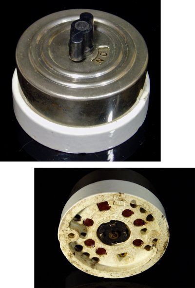 画像1: "超特大" 1910-30's H＆H Porcelain Turn Switch
