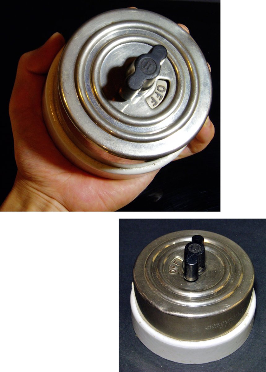 画像1: "超特大" 1910-30's H＆H Porcelain Turn Switch (1)