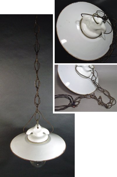 画像2: 1930's German Deco Pendant Light【White】