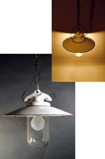 画像1: 1930's German Deco Pendant Light【White】