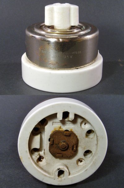 画像2: "特大" 1910-20's【H&H】Porcelain Turn Switch 