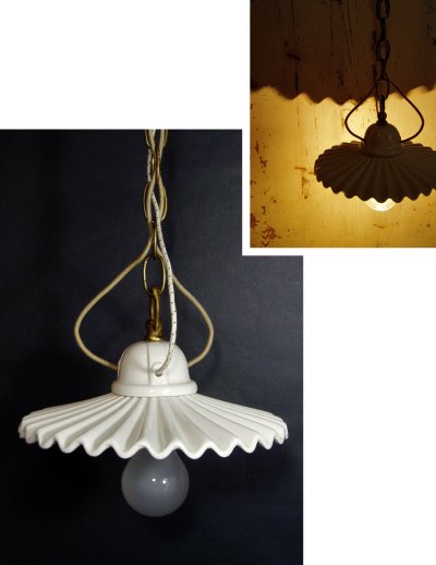 画像1: German "Petticoat" Porcelain Pendant Lamp