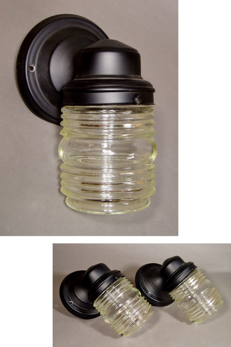 画像1: Late 1950's "Ribbed Glass" Brass Porch Lamp 【DEAD STOCK】 (1)
