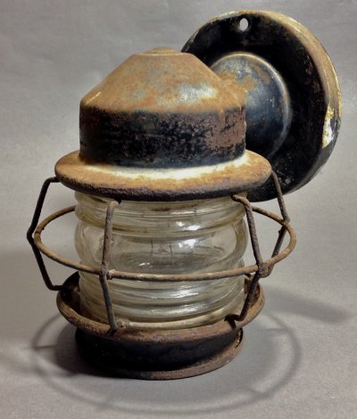 画像1: 1930-40's "Shabby" Caged Porch Lamp