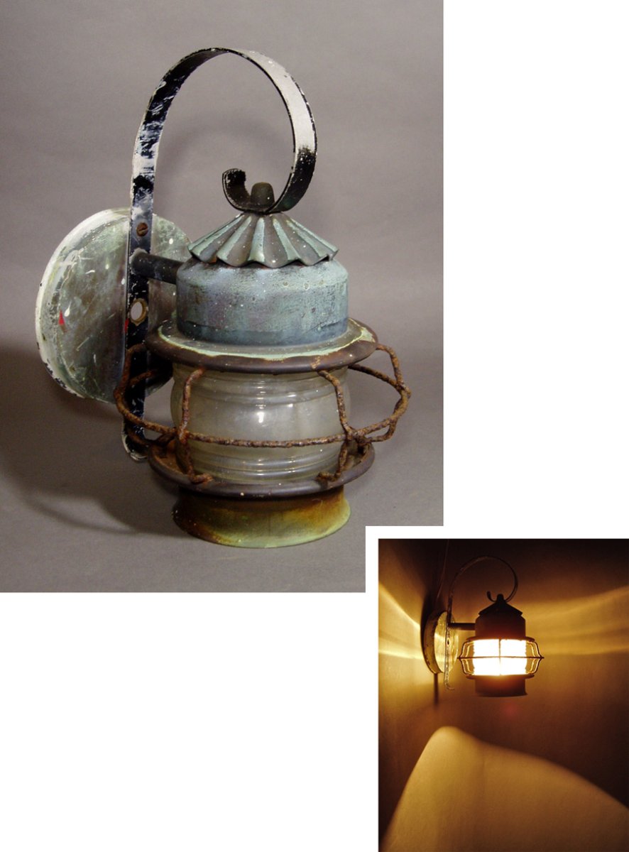 画像1: 1930's "Shabby Chic" Caged Porch Lamp  (1)