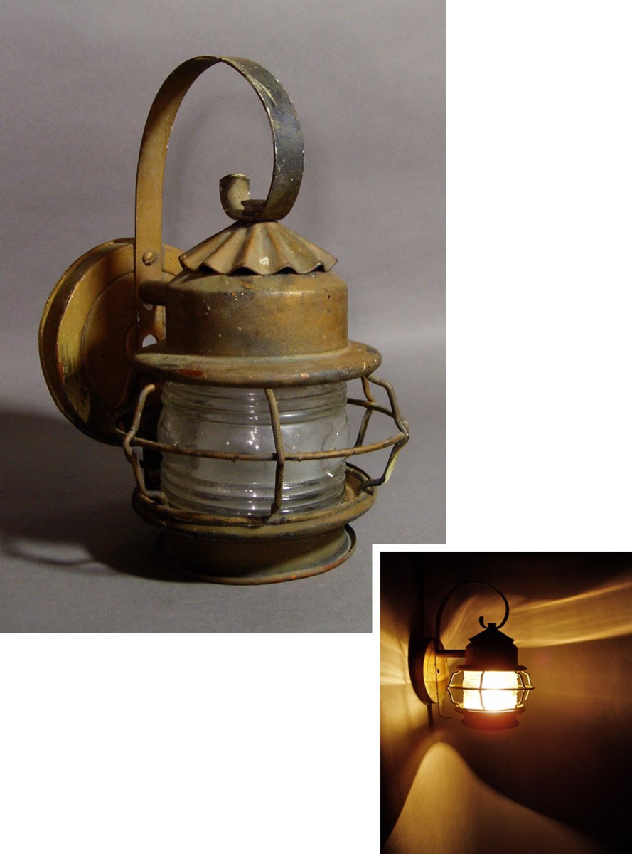 画像1: 1930's "Shabby Chic" Caged Porch Lamp  (1)