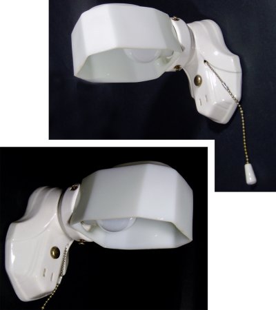 画像1: 1930's Art Deco Porcelain Bathroom Lamp