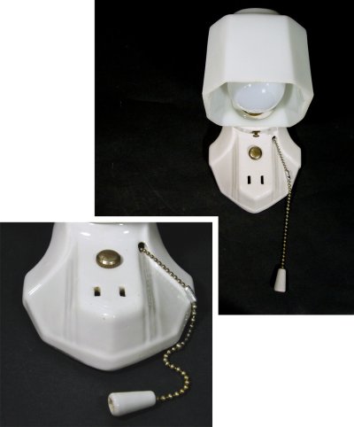 画像2: 1930's Art Deco Porcelain Bathroom Lamp