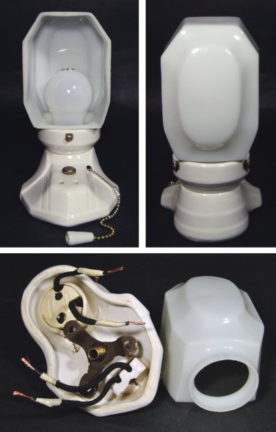 画像3: 1930's Art Deco Porcelain Bathroom Lamp