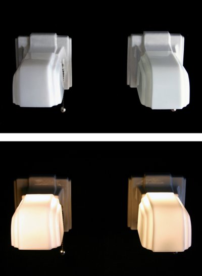 画像2: 1930-40's Art Deco "Porcelain＆Milk Glass" Bathroom Lamp 1台