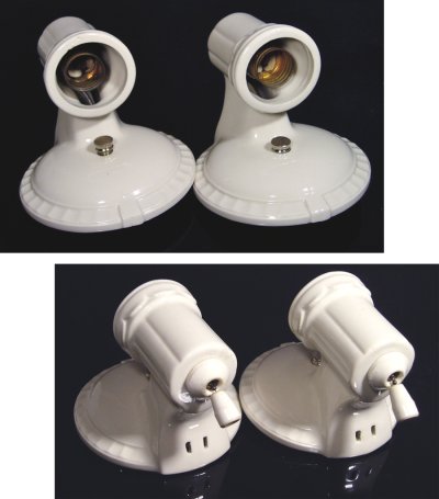 画像2: 1930-40's "2-way" Porcelain Bathroom Lamp 【PAIR】