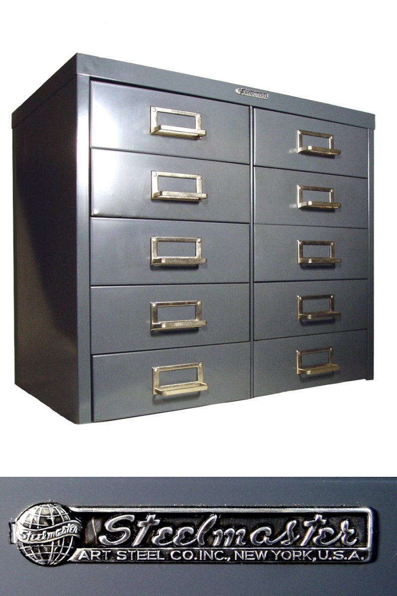 画像1: 1950-60's "Art Steel Co. N.Y." 10 Drawer Cabinet (1)