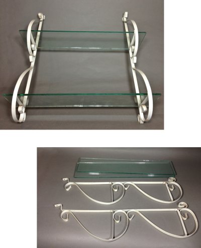 画像1: 1950-60's "Shabby" 2-Glass Tier Shelf