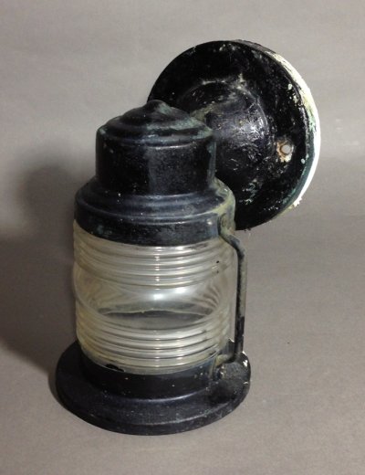 画像1: 1930-40's "Ribbed Glass" Brass Porch Lamp 