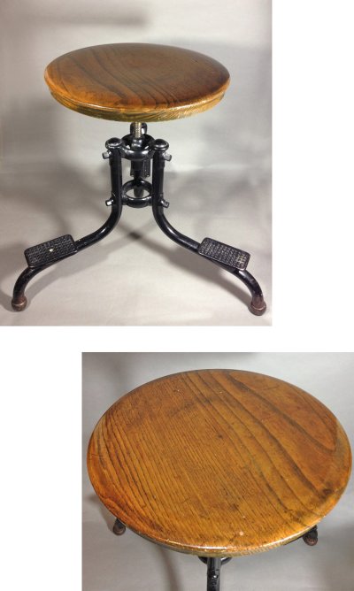 画像1: 1910-20’s "WOOD ＆ BLACK METAL" Factory Stool