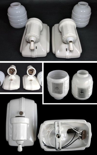 画像3: 1930-40's "2-way" Porcelain Bathroom Lamp【PAIR】