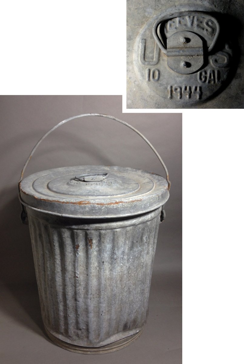 画像1: 【U.S. 1944】Galvanized "Heavy" Steel Garbage Can  (1)
