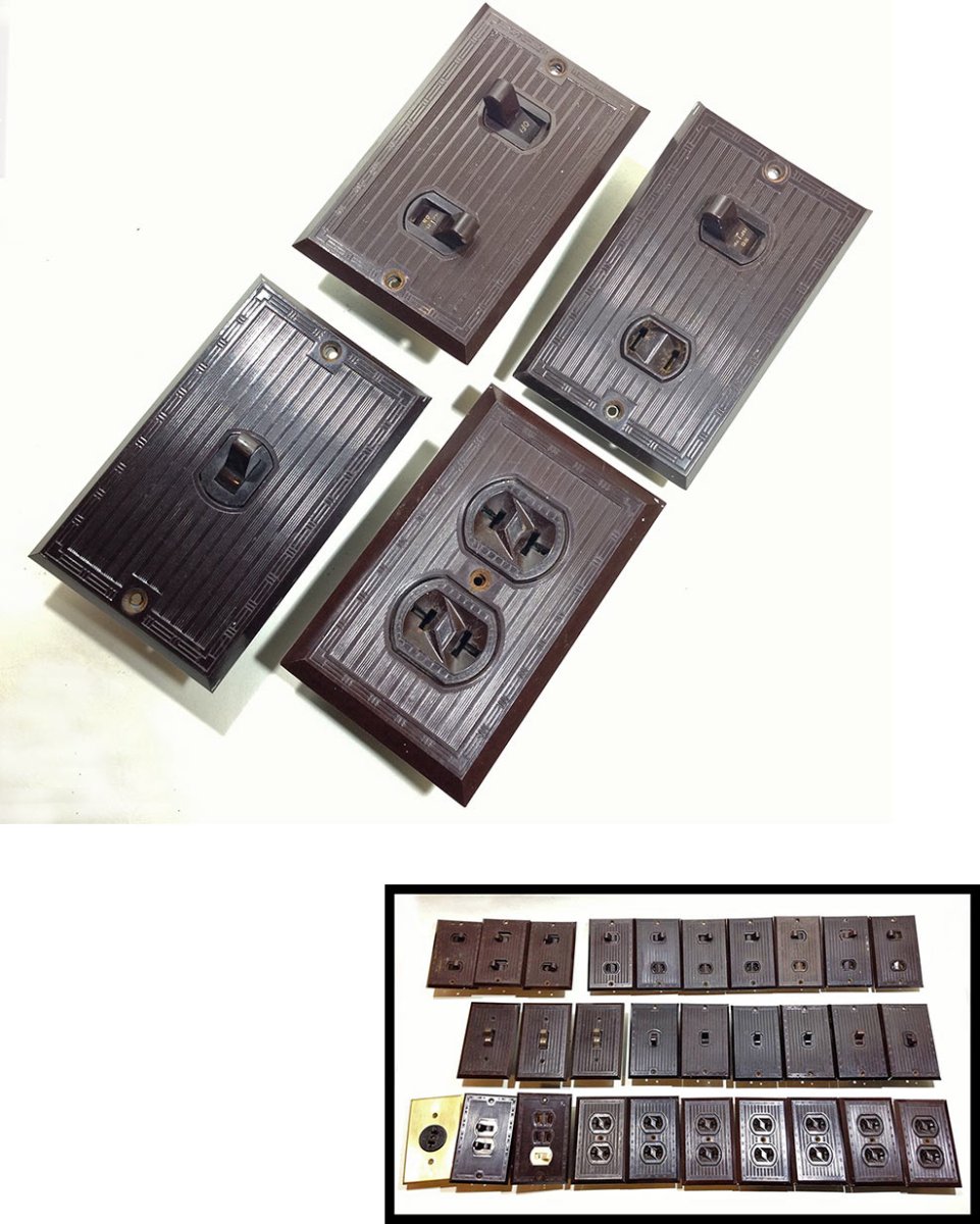 画像1: 1930-40's "Art Deco" Bakelite Switch＆Outlet 【29-sets】 (1)