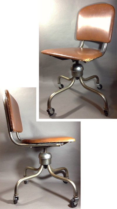 画像1: 1950's "Studded Backrest" Swivel Desk Chair