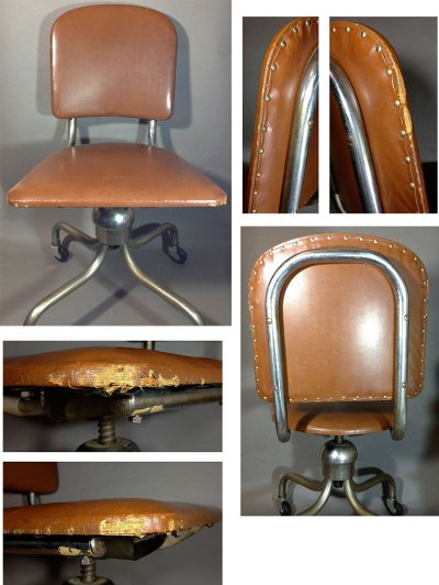 画像2: 1950's "Studded Backrest" Swivel Desk Chair