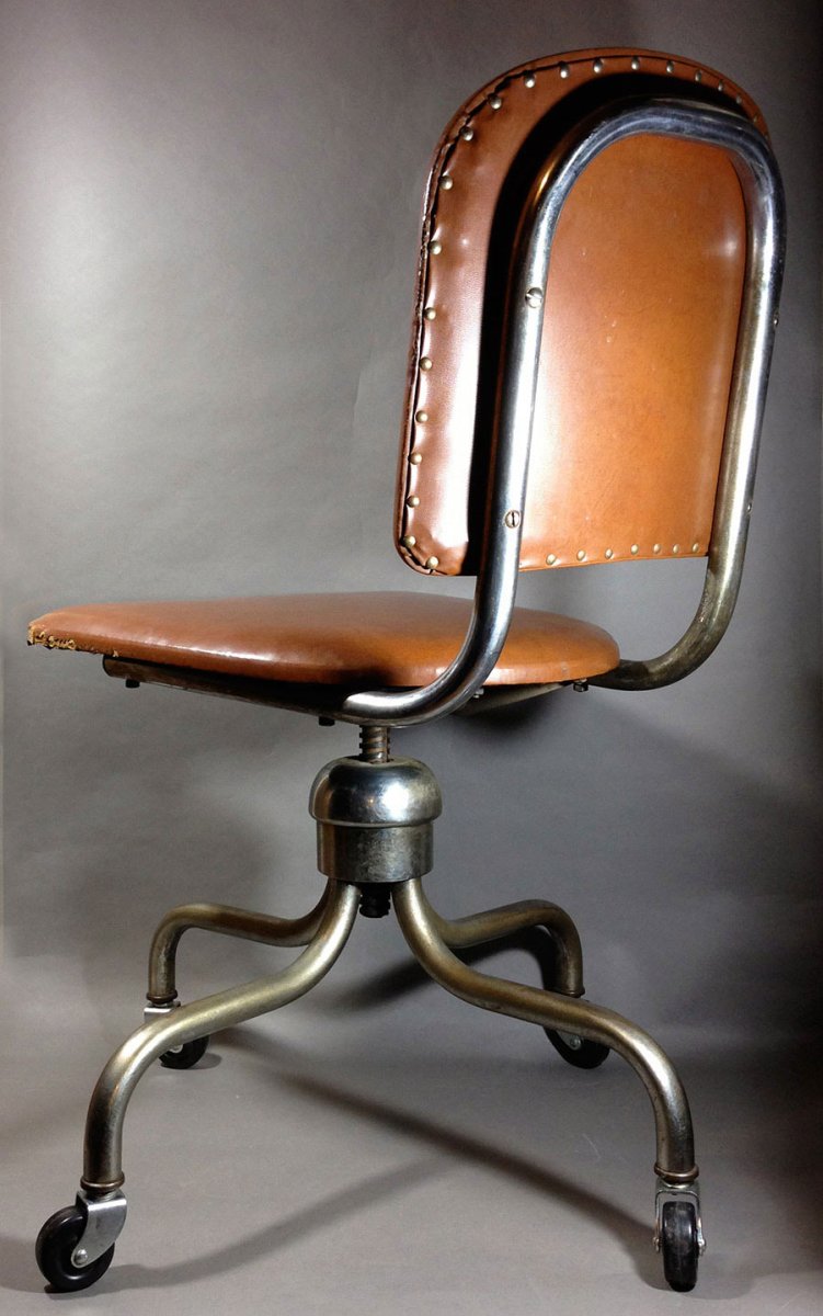 画像1: 1950's "Studded Backrest" Swivel Desk Chair (1)