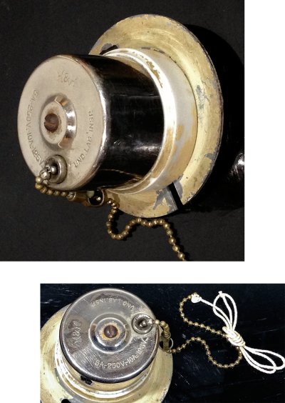 画像1: 1920-30's "H＆H” Porcelain Pull Chain Switch