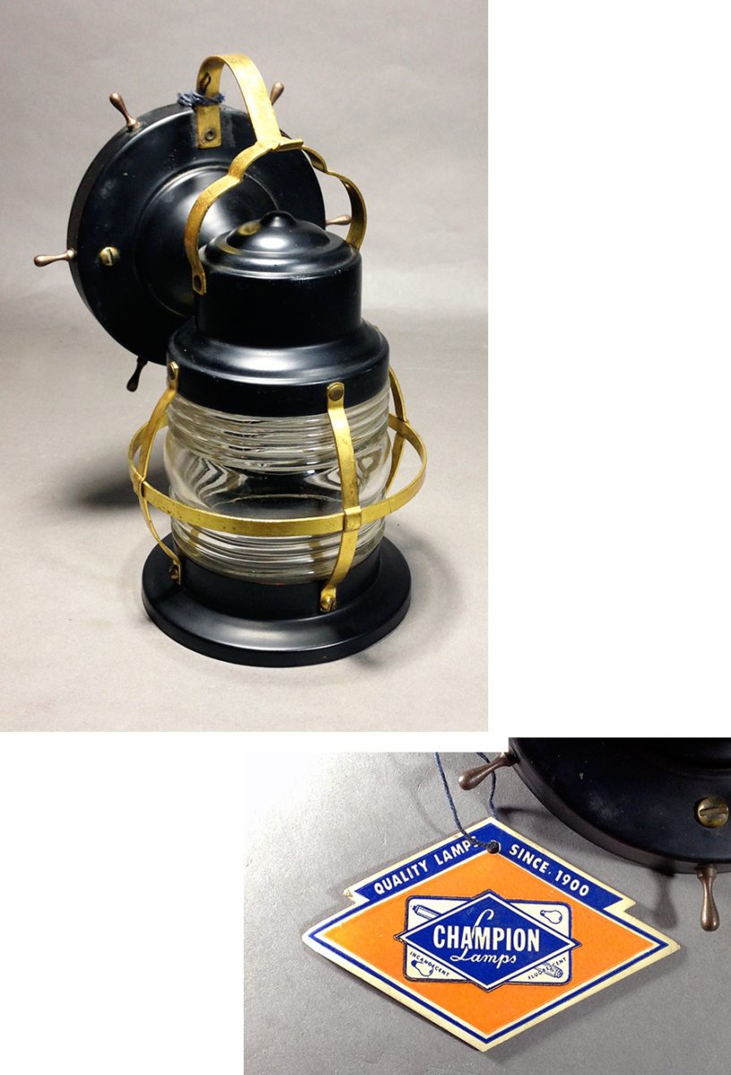 画像1: 1940's "Nautical" Caged Porch Lamp 【Dead-Stock】 (1)
