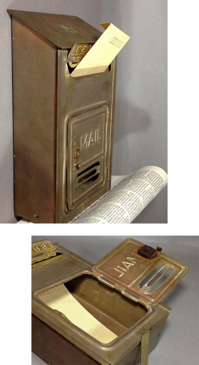 画像2: 1920-30's "CORBIN LOCK CO." Brass Wall Mount Mail Box