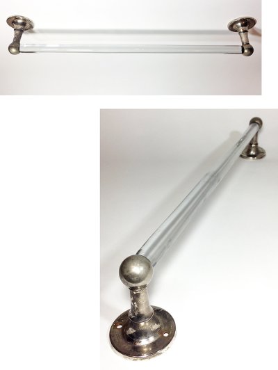 画像1: 1930-50's "Nickel & Clear Glass"  Towel Bar