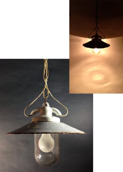 画像1: 1930's "Shabby" German Deco Pendant Light