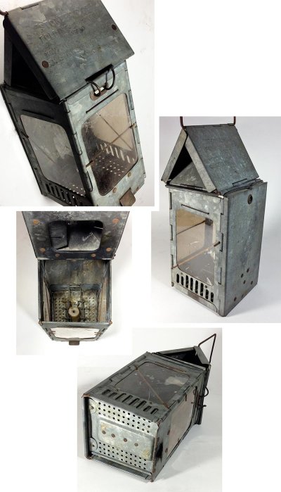 画像1: 1910-20's "Galvanized Steel" Folding Candle Lantern