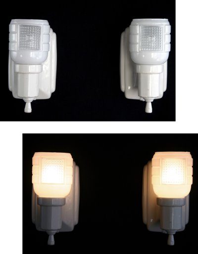 画像2: 1930-40's "2-way" Porcelain Bathroom Lamp【PAIR】