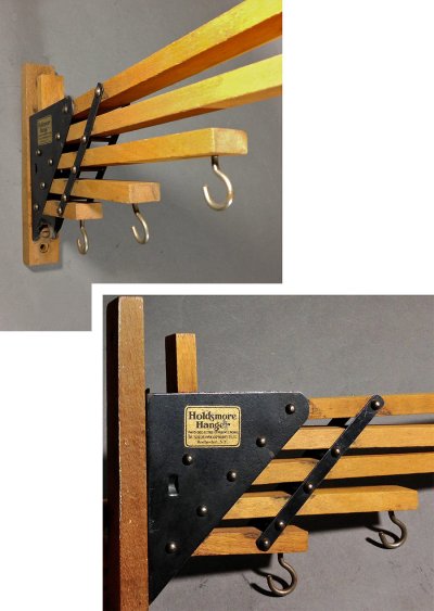 画像1: 1920-30's "Holds more Hanger" Wood＆STEEL Folding Hanger