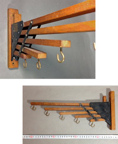 画像2: 1920-30's "Holds more Hanger" Wood＆STEEL Folding Hanger