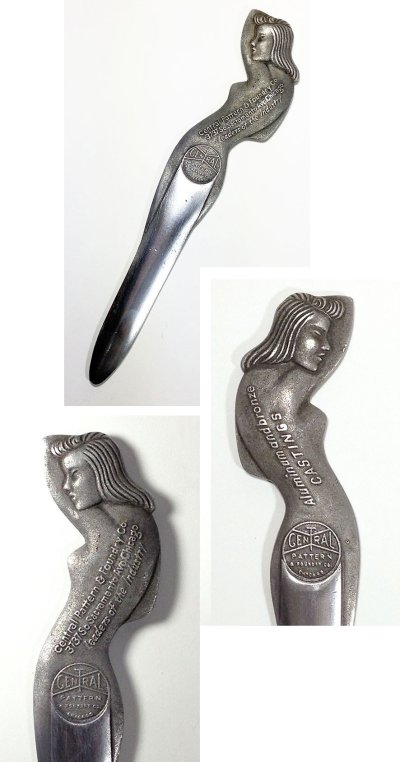 画像1: 1920-40's "Art Deco Nude Lady" Aluminum Letter Opener