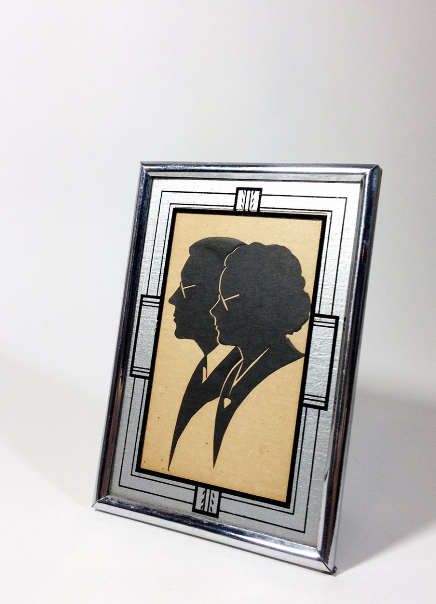 画像1: 1930's Art Deco "Reverse Painted" Glass Photo Frame【小】 (1)