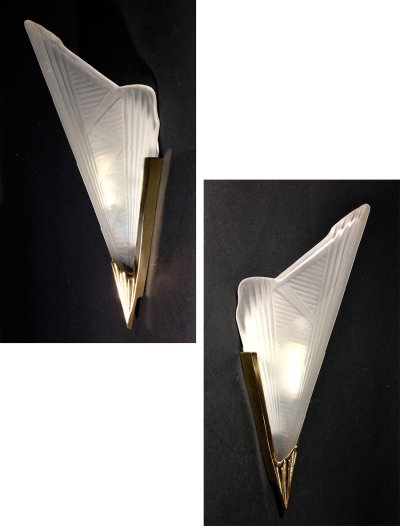 画像1: 1930's Art Deco 【Glass＆Brass】 Wall Sconce