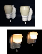 画像2: 1930-40's "2-way" Porcelain Bathroom Lamp【PAIR】 (2)