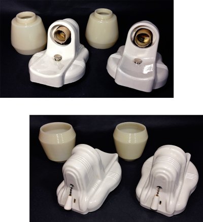 画像3: 1930-40's "2-way" Porcelain Bathroom Lamp【PAIR】