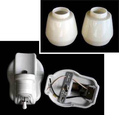 画像2: 1930-40's "2-way" Porcelain Bathroom Lamp【PAIR】