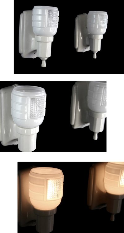 画像1: 1930-40's "2-way" Porcelain Bathroom Lamp【PAIR】